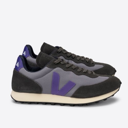 Veja Rio Branco Alveomesh Mens Trainers Black/Purple UK 46785